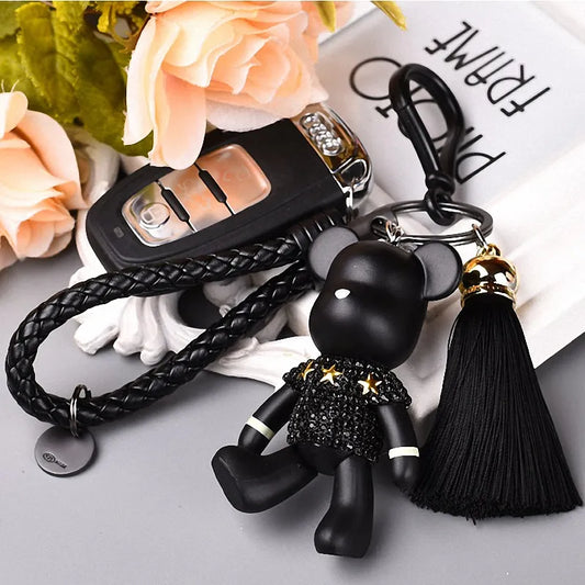 2021 Fashion Bomgom Tassels Cartoon Popobe Gloomy Bear Keychain Cute Bag Charm Holder Cartoon Resin Key Chain