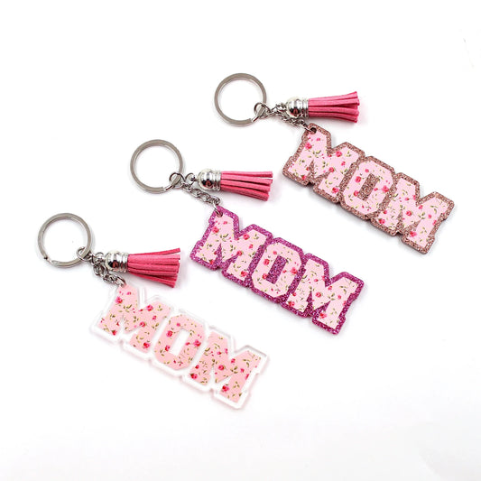 KH1027-3inches Mom Keychain,Mom gift, Glitter Acrylic Keychain