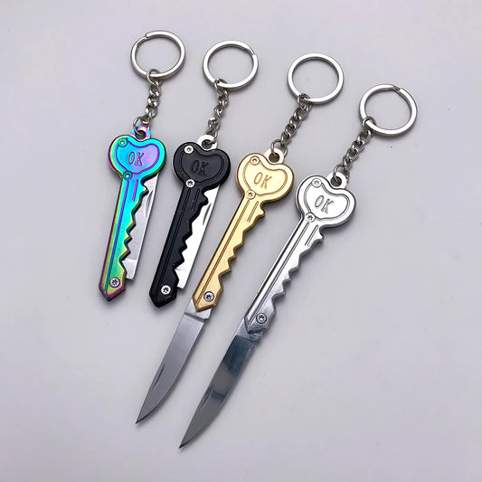 New Colorful Stainless Steel Outdoor Foldable Keychain For Women Men Multifunction Survival Portable Mini OK Keyring Bag N798