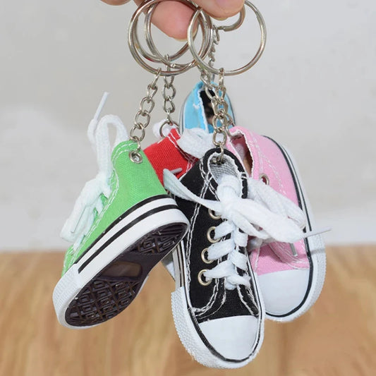 Creative 3D Canvas Sneaker Tennis Shoe Keychain Cute Mini Sport Shoes Pendant Keyrings Car Simulation Trinket Bag Key Holder