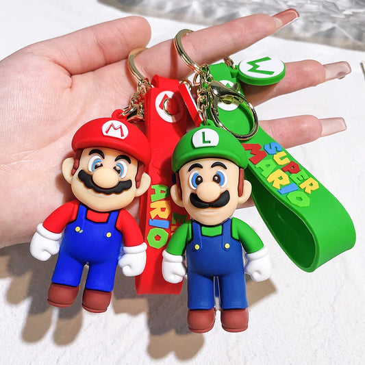 Game Super Mario Bros Keychain Mario Wonder Action Figure Toy PVC Silicone Pendant Car Bag Pendant Jewelry Gifts
