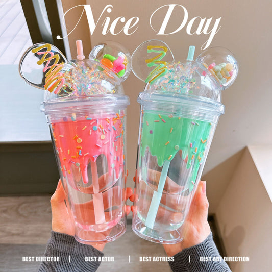 Cute and Creative Design of Water Bottle Ice Cream: Daily Transparent Drinking Cup Gift for Children and Couples